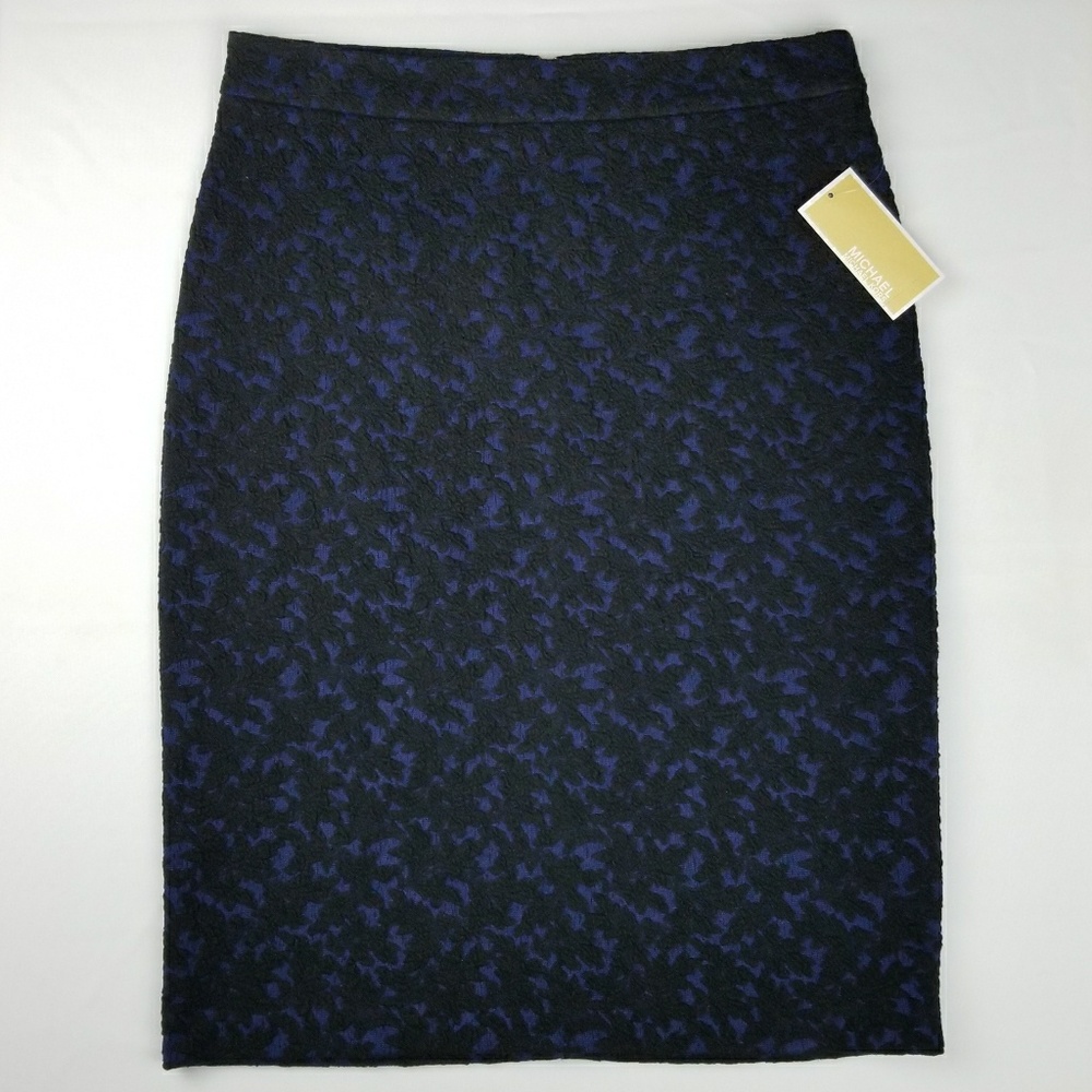NWT Michael Kors Pencil Skirt Black And Blue Lace